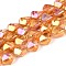 Electroplate Transparent Glass Beads Strands, Imitation Gemstone Beads, Nuggets, Coral, 16.5~17x13~15x13~15mm, Hole: 1mm, about 39~40pcs/strand, 25.79~ 26.38 inch(65.5~67cm)