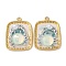 Light Gold Tone Alloy Enamel Pendants, with ABS Imitation Pearl and Glass, Rectangle Charms, Rack Plating, Crab, 30x22x6mm, Hole: 1.8mm