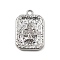 Brass Micro Pave Cubic Zirconia Pendants, Cadmium Free & Nickel Free & Lead Free, Playing Card Charms, Flower, 17x11x2mm, Hole: 1.4mm