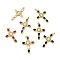 Rack Plating Brass Pendants, with Glass Cubic Zirconia, Religion Cross with Virgin Mary Charm, Cadmium Free & Lead Free, Long-Lasting Plated, Real 18K Gold Plated, Mixed Color, 47x29x5.5mm, Hole: 5x3mm