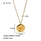 Stainless Steel Pendants Necklaces, Real 18K Gold Plated, Flat Round, 15.75 inch(40cm)
