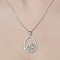 Non-Tarnish 201 Stainless Steel Hollow Teardrop Pendant Necklace, Stainless Steel Color, 17.72 inch(45cm)