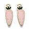 Eco-Friendly Zinc Alloy Pendants, with Enamel, Cadmium Free & Nickel Free & Lead Free, Carrot, Light Gold, Pink, 23x7x2mm, Hole: 1.6mm