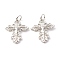 Brass Pendants, with Jump Ring, Cadmium Free & Lead Free, Cross, Platinum, 23x17x2mm, Hole: 3.5mm