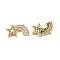 Brass Micro Pave Colorful Cubic Zirconia Connector Charms, Rainbow Links with Star, Real 18K Gold Plated, Cadmium Free & Nickel Free & Lead Free, 15x24.5x2.7mm, Hole: 1mm