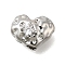 Brass Micro Pave Clear Cubic Zirconia Beads, Platinum, Heart, 6.5x9x5.5mm, Hole: 1.8mm