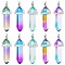 10Pcs 5 Colors Faceted Bullet Glass Pointed Pendants, with Platinum Plated Brass Findings, Mixed Color, 38~39.5x12.5x10mm, Hole: 5x3mm, 2pcs/color