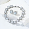 Vintage Elegant Brass Cubic Zirconia Stud Earring & Bracelets Set, Jewelry Set for Christmas and Halloween Gifts, Clear