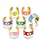Brass Enamel Cuff Rings, Open Rings, Nickel Free, Flower, Golden, Mixed Color, US Size 7 1/4(17.5mm)