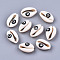 Natural Cowrie Shell Beads, with Enamel, No Hole/Undrilled, Evil Eye, Black, 18~22x13~14x6~8mm
