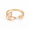 Brass Peg Bails Cuff Finger Ring Settings, with Natural Shell, for Half Drilled Bead, Nickel Free, Butterfly, Real 18K Gold Plated, US Size 7 1/4(17.5mm), Pin: 0.7mm