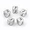 Plated Acrylic Beads, Horizontal Hole, Cube with Letter, Antique Silver, Letter.J, 6mm, Hole: 3mm, about 3000pcs/500g