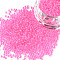 11/0 Grade A Round Glass Seed Beads, Transparent Inside Colours, Hot Pink, 2.3x1.5mm, Hole: 1mm, about 48500pcs/pound
