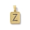 304 Stainless Steel Alphabet Pendants, Real 18K Gold Plated, Rectangle Charm, Letter Z, 17.5x12x2mm, Hole: 7.5x3.5mm