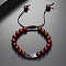 Ethnic Style Round Wood Men's Braided Bead Bracelets, Adjustable Arrow Synthetic Non-magnetic Hematite Bracelets, Platinum Plated