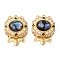 Brass Micro Pave Clear Cubic Zirconia with ABS Plastic Pearl Box Clasps, Cadmium Free & Nickel Free & Lead Free, with Enamel Paua Shell, Rectangle, 2-Strand, 4-Hole, Real 18K Gold Plated, 21x15x8mm, Hole: 1.2mm