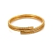 Elegant Stainless Steel Double-strands Spring Bangles for Women, Real 18K Gold Plated