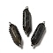 Natural Labradorite Big Pointed Pendants, Faceted Bullet Charms, with Antique Silver Tone Brass Chain and Stannum, Lead Free & Cadmium Free, 52~57x17~17.5x13~13.5mm, Hole: 4mm