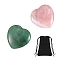 2Pcs 2 Style Heart Natural Mixed Gemstone Massage, with 1Pc Velvet Cloth Drawstring Bags, 39~40x39.5~40x7~8mm, 1pc/style