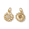 Brass Micro Pave Clear Cubic Zirconia Charms, with Jump Ring, Cadmium Free & Nickel Free & Lead Free, Rack Plating, Sunflower, Real 18K Gold Plated, 14x11x2.5mm, Hole: 3mm