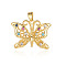 Brass Micro Pave Colorful Cubic Zirconia Pendants, Cadmium Free & Nickel Free & Lead Free, Butterfly Charms, Real 18K Gold Plated, 25x18x2.1mm