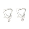 Brass Lobster Claw Clasps, Heart, 925 Sterling Silver Plated, 9x13x3mm, Hole: 1.4mm