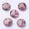 Natural Rhodonite Pendants, Flat Round, 17~18x7~8mm, Hole: 2mm