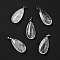 Natural Quartz Crystal Pendants, Rock Crystal Pendants, with Platinum Tone Brass Findings, Teardrop, 33x15x7~7.5mm, Hole: 5x3.5mm