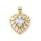 Brass with Cubic Zirconia Pendants, Cadmium Free & Lead Free, Heart, Heart, 20x17.5x6mm, Hole: 5x3.5mm