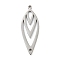Non-Tarnish 304 Stainless Steel Linker, Leaf Connector Charms, Laser Cut, Stainless Steel Color, 25x9x1mm, Hole: 1mm