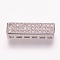 Brass Micro Pave Cubic Zirconia Pendants, Multi-strand Links, Rectangle, Platinum, 5x18x4mm, Hole: 1.5x2mm