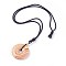 Adjustable Natural Picture Jasper Pendant Necklaces, with Nylon Theard, Donut/Pi Disc, 23.6 inch~24.8 inch(60~63cm), Donut: 40x6~9mm