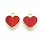 Alloy Pendants, with Cellulose Acetate, Heart Charms, Crimson, 19x17.5x4.5mm, Hole: 2mm
