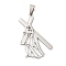 201 Stainless Steel Pendants, Jesus Cross Charm, Anti-Tarnish, Stainless Steel Color, 48x32x1mm, Hole: 9x4.5mm
