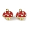 Brass Enamel Pendants, Mushroom Charm, Long-Lasting Plated, Cadmium Free & Lead Free, Rack Plating, Real 18K Gold Plated, Red, 16x14.5x13.5mm, Hole: 1.6mm