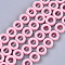 Spray Painted Non-magnetic Synthetic Hematite Beads Strands, Bead Frame, Donut, Pink, 8.5x3mm, Hole: 0.8mm, Inner Diameter: 4.5mm, about 47~48pcs/strand, 15.7 inch