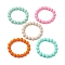 5Pcs 5 Colors 12mm Round Food Grade Eco-Friendly Silicone Beaded Stretch Bracelets for Women Men, Mixed Color, Inner Diameter: 2-3/8 inch(6cm), 1pc/color
