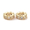 Brass Micro Pave Cubic Zirconia Beads, Cadmium Free & Nickel Free & Lead Free, Flat Round, Golden, 8x3mm, Hole: 4mm