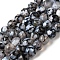 Dyed & Heated Natural Fire Crackle Agate Beads Strands, Faceted, Round, Black, 8mm, Hole: 1.2mm, about 49pcs/strand, 14.84''(37.7cm)