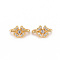 Brass Clear Cubic Zirconia Multi-Strand Links, Nickel Free, Flower, Real 18K Gold Plated, 7x12x6mm, Hole: 1.6mm