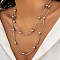 CCB Round Beads Charm Layered Necklaces, with Brass Chain, Jewely for Women, Platinum, 42.05 inch(106.8cm)