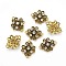 Tibetan Style Alloy Links Connectors, with Crystal Rhinestone, Flower, Cadmium Free & Lead Free, Antique Golden, 26x20x5mm, Hole: 2.5mm
