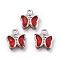 Glass Charms, Butterfly, with Brass Findings, Long-Lasting Plated, Platinum, Brown, 8.5x7x2mm, Hole: 1mm