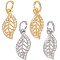 20Pcs 2 Colors Brass Micro Pave Cubic Zirconia Charms, with Jump Ring, Long-Lasting Plated, Leaf Charm, Real 18K Gold Plated & Real Platinum Plated, Clear, 13x6x1mm, Hole: 3mm, 10pcs/color