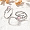 Oval Brass Cat Eye Cuff Rings for Women, Cadmium Free & Lead Free, Lasting Plated, Platinum, Lavender Blush, 8.5mm, US Size 7 1/4(17.5mm)