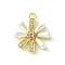 Alloy and Rhinestone Pendant, with Resin, Flower, Golden, 19x16x5mm, Hole: 1.6mm