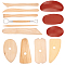 Sculpture Clay Tool, Clay Knife, with Oval DIY Silicone Molds, Wooden Pottery Clay Carving Curved Clapper Tool, DIY Handmade Light Clay Crafts, Mixed Color, 144~151x2~23mm, 3sets/bag