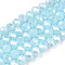 Electroplate Glass Beads Strands, Opaque Solid Color, AB Color Plated, Faceted, Rondelle, Sky Blue, 2.9~3.3x2mm, Hole: 0.8mm, about 144~150pcs/strand, 35~37cm