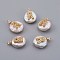 Natural Cultured Freshwater Pearl Pendants, with Micro Pave Cubic Zirconia, Brass Findings, Long-Lasting Plated, Letter, Real 18K Gold Plated, Letter.R, 14~28x9~16x5~9mm, Hole: 1.5mm