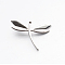 304 Stainless Steel Rhinestone 3D Dragonfly Mini Pendants, Stainless Steel Color, 18x25.5x2mm, Hole: 3mm